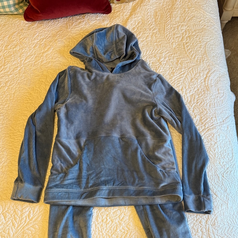 All in Motion Light Blue Velour Hoodie and pants set